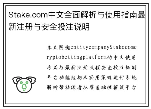 Stake.com中文全面解析与使用指南最新注册与安全投注说明